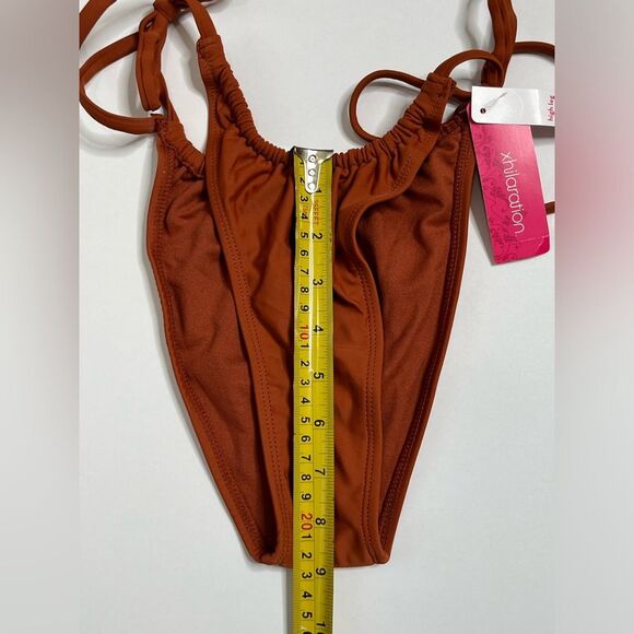 NWT Xhilaration Junior Girls Cheeky String Bikini Bottoms Size M Rust #242 - Picture 6 of 10